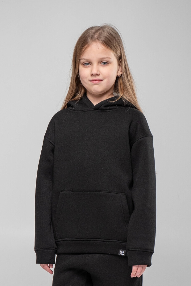 Fleece Hoodie for Girls. Color: Black