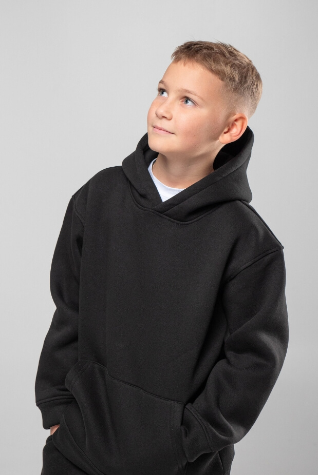 Fleece Hoodie for Boys. Color: Black