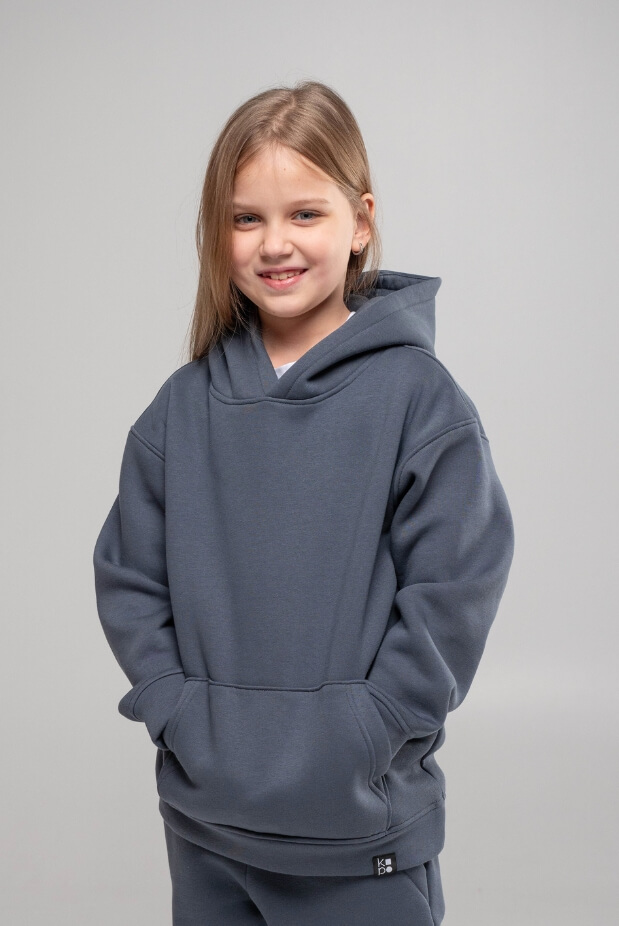 Fleece Hoodie for Girls. Color: Grey