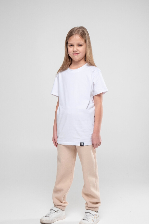 Fleece jogger pants for girls. Color: Beige
