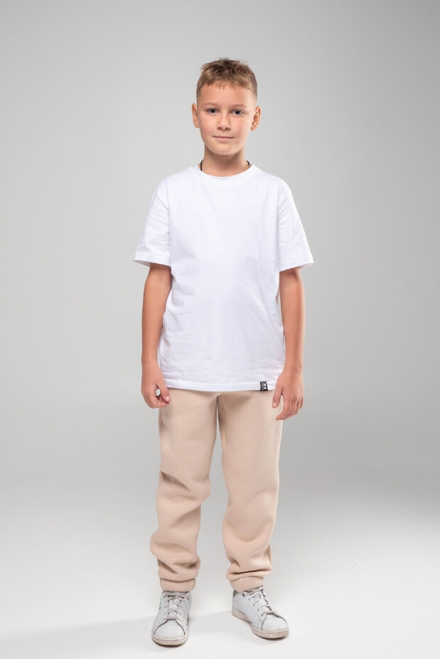 Fleece jogger pants for boys. Color: Beige