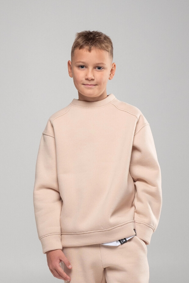 Fleece Sweatshirt for Boys. Color: Beige