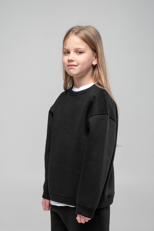 Fleece Sweatshirt for Girls. Color: Black