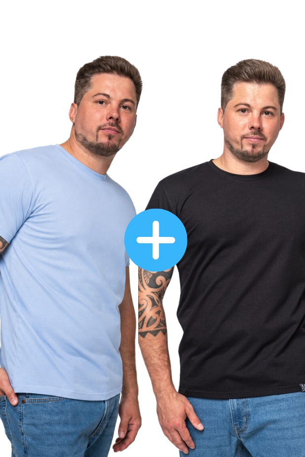 A set of 2 basic Kopo men's t-shirts: Black, blue