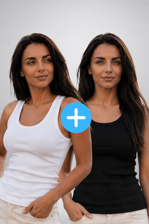 Set of 2 women's basic Kopo tops:  white, black