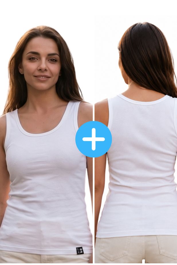 Set of 2 women's basic Kopo tops:  white