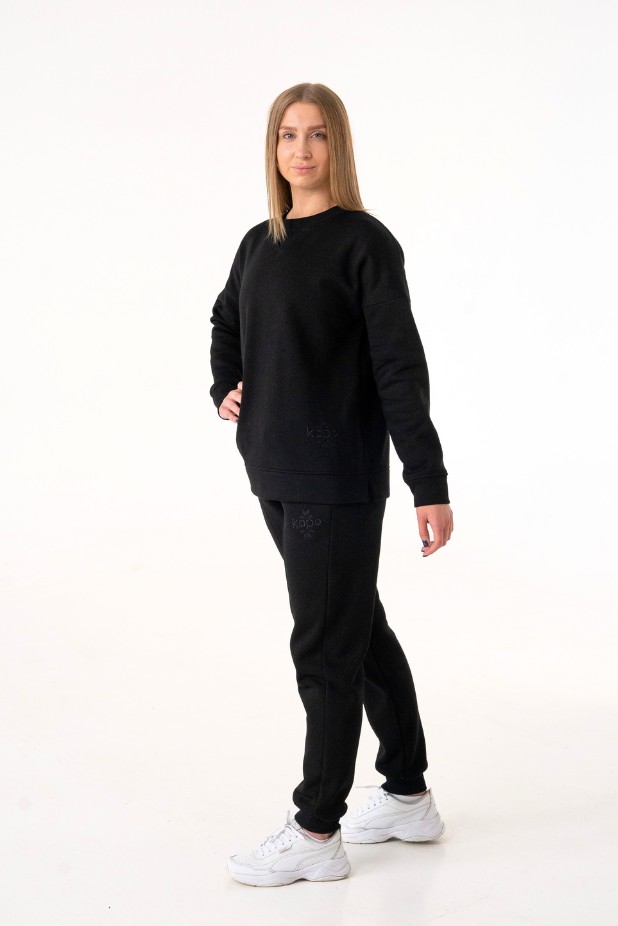 Women's suit: pants + sweatshirt: Black (fleece)