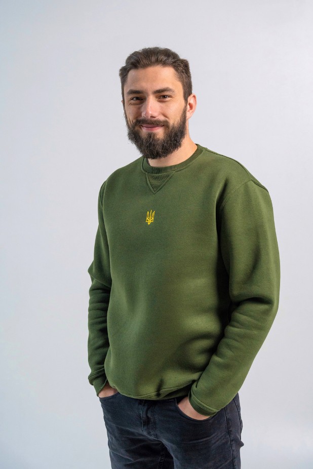 Sweatshirt on fleece in a patriotic style: Khaki
